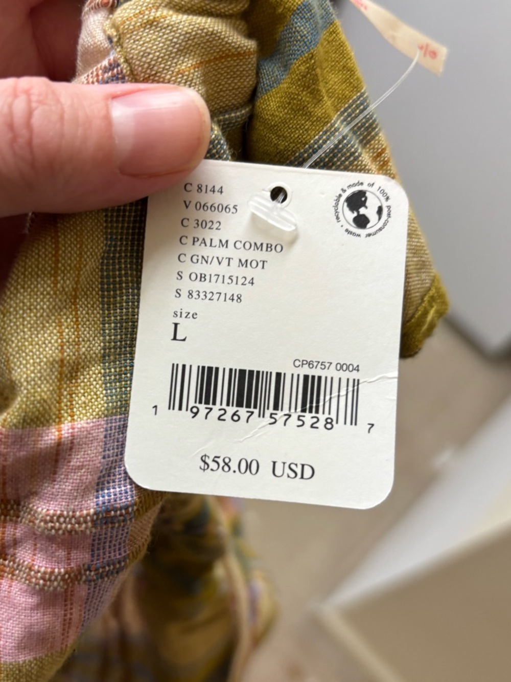 Free People Endless Summer Whitely Tube Blouse Plaid NWT large - Picture 11 of 11